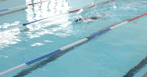 Athlete Swimming Mastery Demonstrated in Competitive Indoor Pool - Download Free Stock Images Pikwizard.com