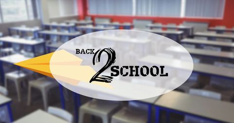 Back to School Concept in Empty Classroom with Paper Plane - Download Free Stock Images Pikwizard.com