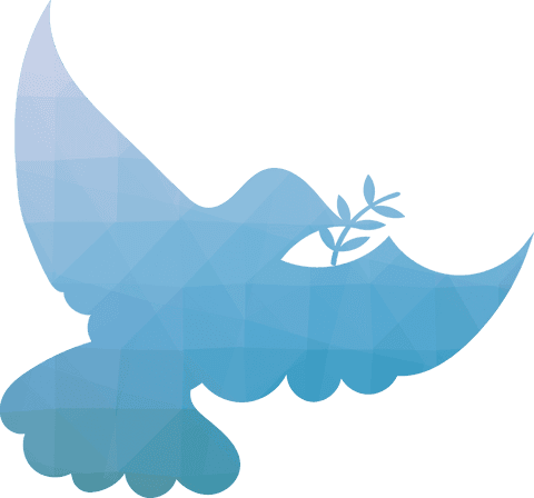 Translucent blue glass dove symbolizing peace and serenity
