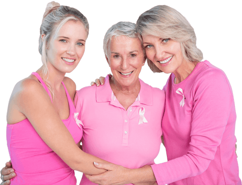three women bonding with pink ribbons and transparent background - Download Free Stock Videos Pikwizard.com