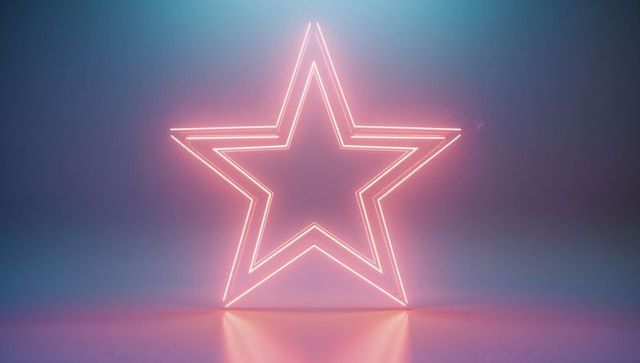 Glowing Neon Star in Modern Minimalist Style