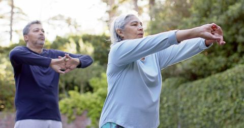 Senior Couple Enjoying Outdoor Yoga for Health and Relaxation - Download Free Stock Images Pikwizard.com