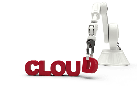 robotic arm manipulating red cloud text on transparent background - Download Free Stock Videos Pikwizard.com