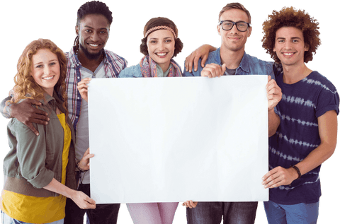 diverse group of fashion students holding blank sign transparent background - Download Free Stock Videos Pikwizard.com