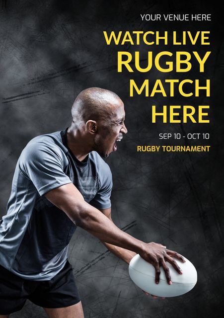 Watch Live Rugby Match Promotional Poster for Tournament - Download Free Stock Templates Pikwizard.com