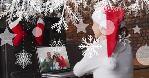 Christmas Virtual Celebration with Family on Video Call - Download Free Stock Images Pikwizard.com