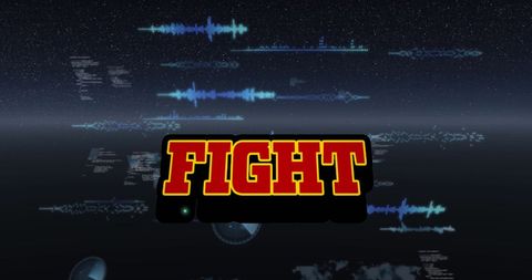 Dynamic Fight Text Over Futuristic Digital Data Stream - Download Free Stock Images Pikwizard.com