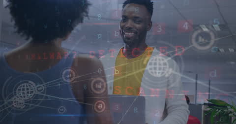 Business Professionals with Digital Interface Network Overlay