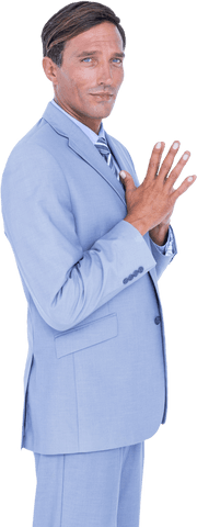 transparent portrait of man clasping hands in blue suit - Download Free Stock Videos Pikwizard.com
