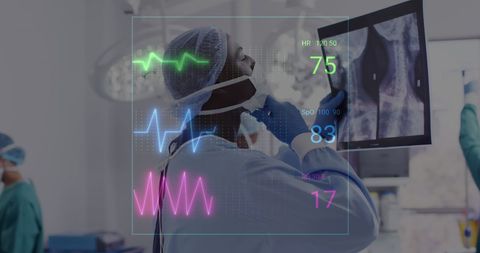 Surgeon Analyzing X-Ray with Vital Signs Overlay - Download Free Stock Images Pikwizard.com