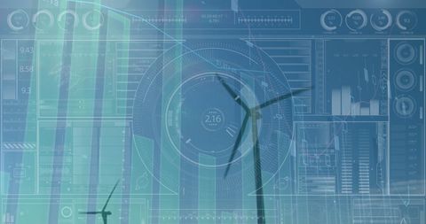 Renewable Energy Concept with Wind Turbine and Digital Data