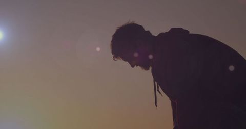 Silhouette of Contemplative Man at Sunset - Download Free Stock Images Pikwizard.com