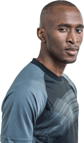 Transparent portrait of confident young man with focused expression