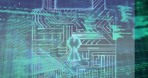 Cybersecurity Concept with Digital Padlock and Data Grid