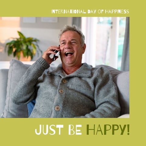 senior man enjoying conversation on smartphone celebrating happiness day - Download Free Stock Templates Pikwizard.com