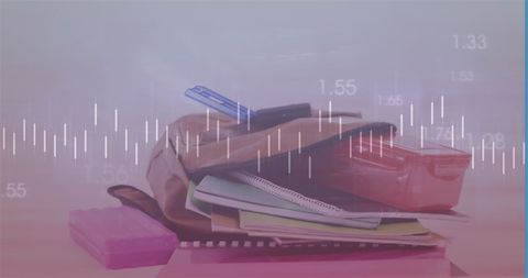 Innovative digital education concept with school supplies