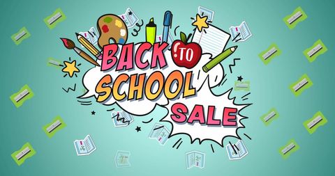 Back to School Sale with Colorful School Supplies Illustration - Download Free Stock Images Pikwizard.com