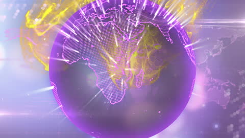 Digital Animation of Spinning Globe with Vibrant Light Effects