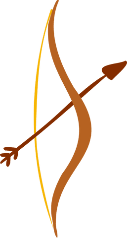 Vector archery bow and arrow on transparent background in brown and gold