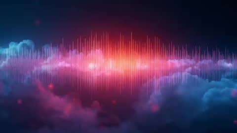 Pulsing Music Waveforms in Abstract Cloudscape Animation