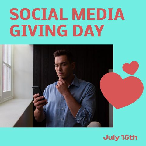 Social Media Giving Day Concept with Thoughtful Man Using Smartphone - Download Free Stock Templates Pikwizard.com
