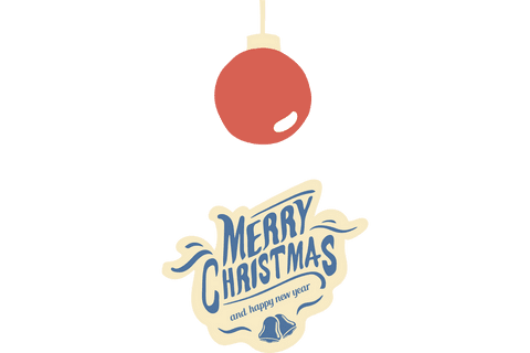 Christmas Bauble with Merry Christmas Text on Transparent Background