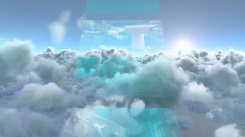 Digital Data Interface Over Dreamy Cloudscape