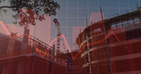 Construction site with darkening economic trends