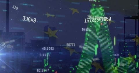 Digital Financial Data Projection Over EU Concept - Download Free Stock Images Pikwizard.com