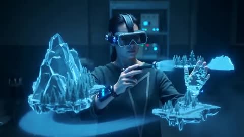 Asian Engineer Refining Holographic Floating Islands in Mixed Reality Lab with Stylus