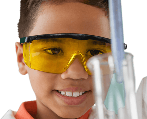 smiling young scientist examining test tube in transparent glass - Download Free Stock Videos Pikwizard.com