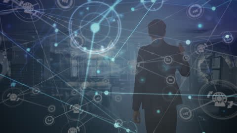 Businessman Interacting with Digital Interface Hologram