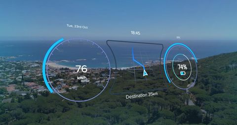 Smart Dashboard Display on Scenic Coastal Highway