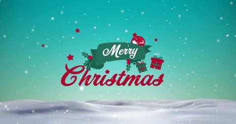 Festive merry christmas snowfall with winter landscape background