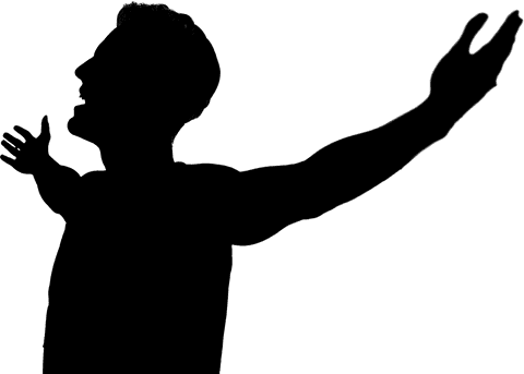 Transparent vector silhouette of man engaged in fitness activity
