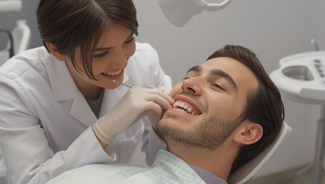 Professional Dentist Examining Patient's Teeth in Clinic