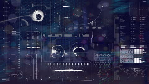 Futuristic Digital Data Interface with Dynamic Graphs