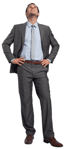 Transparent Confident Businessman Hands on Hips
