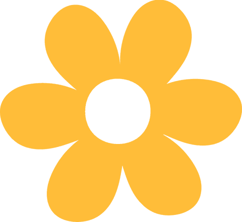 Stylized yellow flower icon on transparent background
