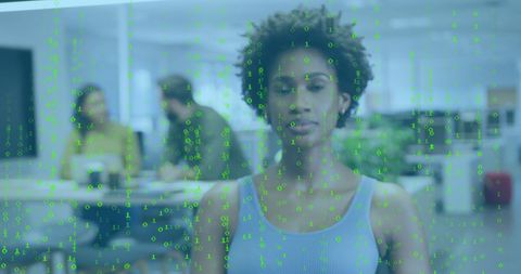 Digital innovation in modern office with futuristic teamwork