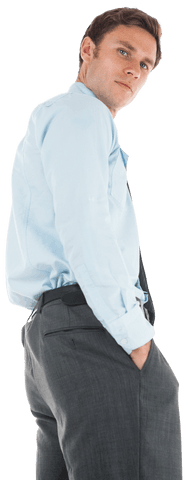 Transparent Confident Businessman Standing Hand in Pockets