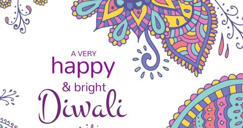 Colorful Diwali Greeting Card with Intricate Patterns