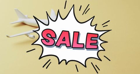 Travel Sale Announcement with Airplane and Bold Text
