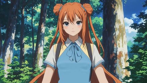 Anime Girl on Outdoor Adventure in Forest