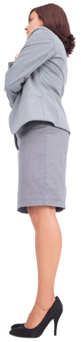 Side View of Confident Businesswoman on Transparent Background