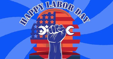 Happy Labor Day Greeting with American Flag Background - Download Free Stock Images Pikwizard.com