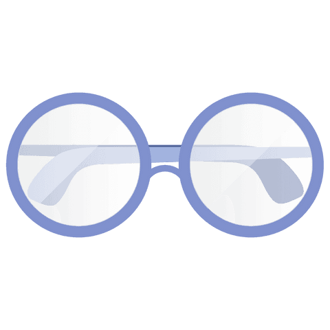 Blue round glasses illustration on transparent background