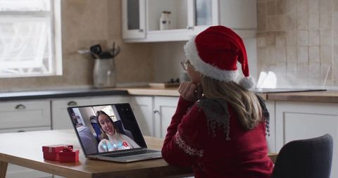 Festive holiday video call connecting family at christmas