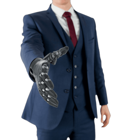 businessman with robotic hand on transparent background - Download Free Stock Videos Pikwizard.com