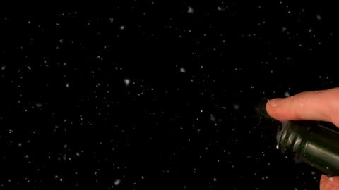 Champagne Bottle with Falling Snowflakes